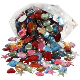 Strasssteine, Größe 10-17 mm, Sortierte Farben, 210 g/ 1 Pck [HOB-99227]