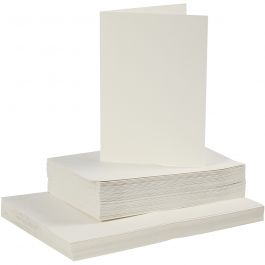 Karten & Kuverts, Naturweiß, Kartengröße 10,5x15 cm, Umschlaggröße 11,5x16,5 cm, 50 Set/ 1 Pck. [HOB23109]