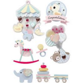 3D Sticker, Baby, H: 25-70 mm, B: 20-55 mm, Stärke: 7 mm, 8 Stck./ 1 Pck. [HOB27095]