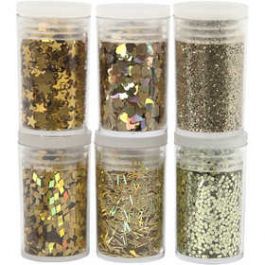 Glitter-/Pailletten-Sortiment, Gold, 6x5 g/ 1 Pck. [HOB28469]