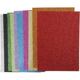Moosgummi, Sortierte Farben, A4, 210x297 mm, Stärke: 2 mm, Glitter, 10 Bl. sort./ 1 Pck. [HOB79029]