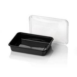 Mikrowellengeeignete Behälter 18.3x13.5x3.5cm Schwarz (500 Stück) [RD-448343]