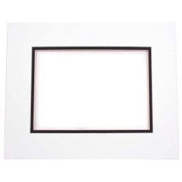 Fertig-Passepartouts 19.4x29.5cm Fenster- Weiß/Schwarz doppelte Dicke - 30.5x40.6cm Außenrahmen (10 Stück) [MD20114]