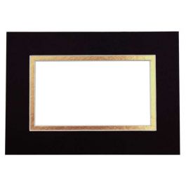 Fertig-Passepartouts 19.4x29.5cm Fenster - Schwarz/Gold doppelte Dicke - 30.5x40.6cm Außenrahmen (10 Stück) [MD20181]