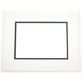 Fertig-Passepartouts mit 19.4x29.5cm Fenster - Weiß/Dunkelgrün doppelte Dicke -30.5x40.6cm Außenrahmen (10 Stück) [MD20212]