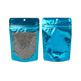 Standbodenbeutel Transparent/Blau 10.2x6x15.2cm | 57 Gramm mit Aufhängeloch (100 Stück) [ZBGB2AM]