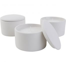 Keramik-Kerzengefäß mit Kerze, Größe 9x9x6,7 cm, 12Stk/ 1 Pck [HOB-744411]