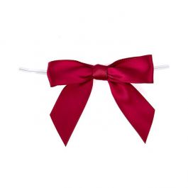 Schleife vorgebunden 8,9 cm Wein-Rot (25 Stück) [BOWWR]