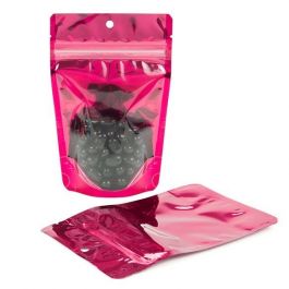 Standbodenbeutel Transparent/Rosa 10.2x6x15.2cm | 57 Gramm (100 Stück) [ZBGB2FS]