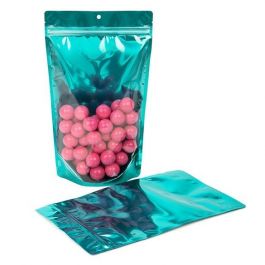Standbodenbeutel Transparent/Türkis 17.1x8.9x28.6cm | 340 Gramm (100 Stück) [ZBGB4TL]