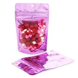 Standbodenbeutel Transparent/Pink 10.2x6x15.2cm | 57 Gramm (100 Stück) [ZBGB2PK]