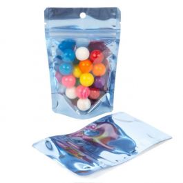Standbodenbeutel Transparent/Blau 10.2x6x15.2cm | 57 Gramm (100 Stück) [ZBGB2BL]