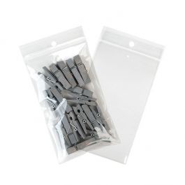 Druckverschlussbeutel mit Euroloch 7.5x12.5cm Transparent PP 50 Mikron (100 Stück) [ZR35V]