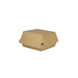 Hamburgerboxen zum Mitnehmen Pappe 11x11x8 cm Braun-Weiß (300 Stück) [GB-DFC04270]