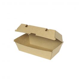 Boxen zum Mitnehmen Pappe 21,4x11,4x8,5 cm Braun (200 Stück) [GB-DFC04305]