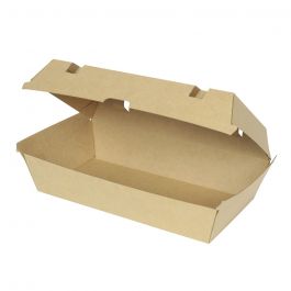 Take-away-Boxen Karton mit Klappdeckel 24,8x13x7,5 cm Braun (200 Stück) [GB-DFC04325]
