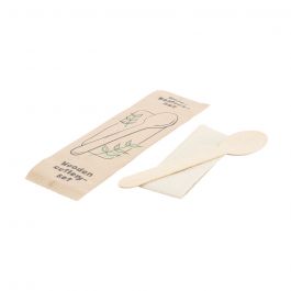 Bestecksets Löffel und Serviette Holz mit Bio-Beschichtung 16 cm (500 Stück) [GB-DSE06293]