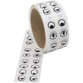 Sticker-Augen am Streifen, Schwarz, Weiß, 2000 Stk/ 1 Pck [HOB-230148]