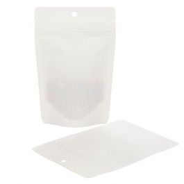 Öko Standbodenbeutel Kraft/Bioplastik Weiß 57 Gramm | 10.2x6x15.2cm (100 Stück) [ZBGEK2W]