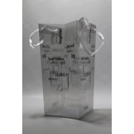 Geschenktaschen 12.5x30cm Transparent mit grauem Aufdruck (10 Stück) [GBAG12X30]