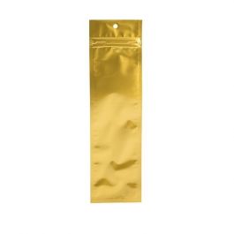 Druckverschlussbeutel Gold Metallisiert 6.5x23cm mit Aufhängeloch (100 Stück) [HZBB1MG]