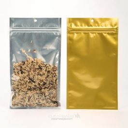 Druckverschlussbeutel Transparent/Gold 10.2x16.5cm mit Aufhängeloch (100 Stück) [HZBB5CG]