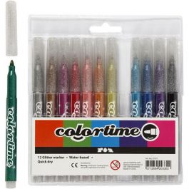 Colortime Glitter Marker, Strichstärke: 4,2 mm, Sortierte Farben, 12Stck. [HOB37371]