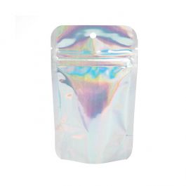 Standbodenbeutel Irisierend/Holographisch 7.9x5.1x13cm mit Aufhängeloch 28 Gramm (25 Stück) [ZBGH1]