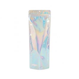 Standbodenbeutel Irisierend/Holographisch 14x6x38.1cm mit Aufhängeloch (25 Stück) [ZBGH2N]