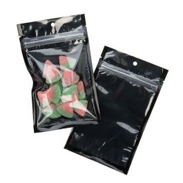 Druckverschlussbeutel Transparent/Schwarz 9.2x12.7cm mit Aufhängeloch (100 Stück) [HZB4CB]