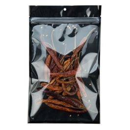 Druckverschlussbeutel Transparent/Schwarz 15.2x23.5cm mit Aufhängeloch (100 Stück) [HZB7CB]
