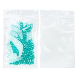 Druckverschlussbeutel Transparent/Weiß 15.2x23.5cm mit Aufhängeloch (100 Stück) [HZB7CW]
