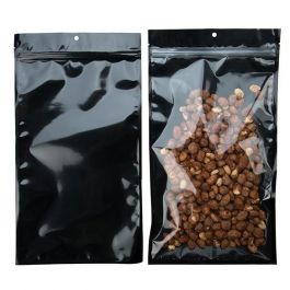 Druckverschlussbeutel Transparent/Schwarz 17.8x30.5cm mit Aufhängeloch (100 Stück) [HZB8CB]