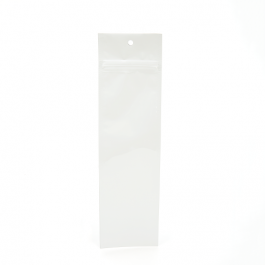 Druckverschlussbeutel Weiß Metallisiert 6.5x23cm mit Aufhängeloch (100 Stück) [HZBB1MW]