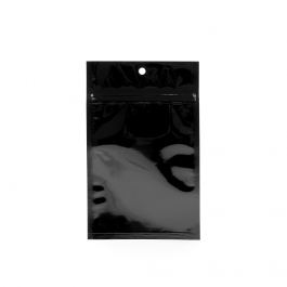 Druckverschlussbeutel Schwarz Metallisiert 9.2x12.7cm mit Aufhängeloch (100 Stück) [HZBB4MB]