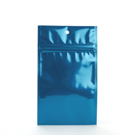 Druckverschlussbeutel Blau Metallisiert 10x16.5cm mit Aufhängeloch (100 Stück) [HZBB5MBL]