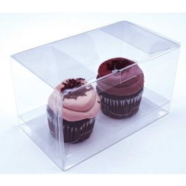 Cupcake-Boxen für 2 Cupcakes 17.8x10.2x10.2cm Transparent (100 Stück) [CBS174O]