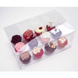 Cupcake-Boxen für 12 Mini-Cupcakes 24.1x15.2x7.6cm Transparent (100 Stück) [CBS178O]