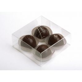 Klarsichtschachteln für 4 Schokoladentrüffel 10.8x4.1x10.8cm (25 Stück) [FB194]