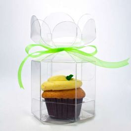 Cupcake-Boxen mit Blumenspitze für 1 Cupcake 9.5x9.5x10.2cm Transparent (100 Stück) [CBS212O]