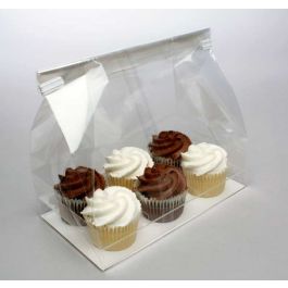 Cupcake-Beutel mit Einsatz für 6 Mini-Cupcakes 17.8x10.5x22.9cm Transparent (100 Stück) [CBG7O]