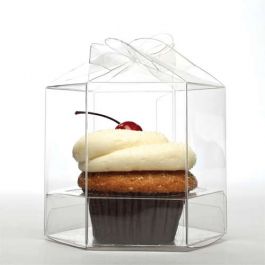 Cupcake-Boxen mit Drehspitze für 1 Cupcake 8.9x8.9x9.5cm Transparent (100 Stück) [CBS238O]