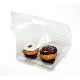 Cupcake Tragetaschen mit Verschluss für 2 Stück (+ Einsatz) 10,2 x 7,8 x 15,2cm (100 Stück) [CZHB3]