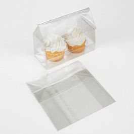 Cupcake-Beutel mit Einsatz für 2 Cupcakes 12.7x5.7x12.7cm Transparent (100 Stück) [CBG8O]