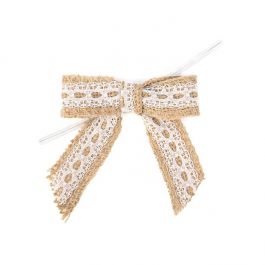 Schleife vorgebunden Jute 8,9 cm (25 Stück) [JBOWL]