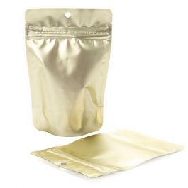 Standbodenbeutel Gold 10.2x6x15.2cm mit Aufhängeloch | 57 Gramm (100 Stück) [ZBGM2MG]