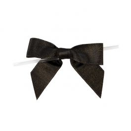 Schleife vorgebunnden Metallic Schwarz 8,9 cm (25 Stück) [MBOWBK]