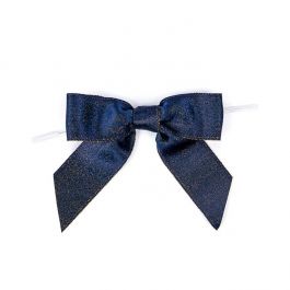 Schleife vorgebunden Metallic Midnight Blau 8,9 cm (25 Stück) [MBOWM]