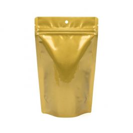Standbodenbeutel Gold 13x7.9x20.6cm mit Aufhängeloch 113 Gramm (100 Stück) [ZBGM3GH]