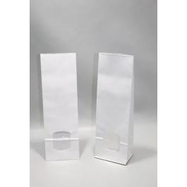Blockbodenbeutel Kraft Weiß mit OPP gefüttert 10.5x6.5x33cm | 1kg (100 Stück) [PAB1013]